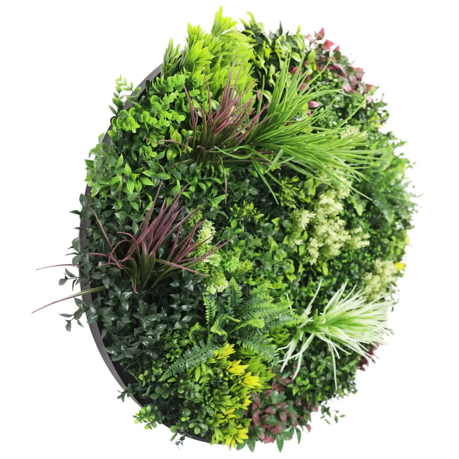 Slimline Artificial Green Wall Disc Art 100cm Colour Fresh UV Resistant (White)