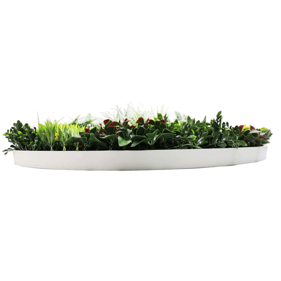 Slimline Artificial Green Wall Disc Art 100cm Colour Fresh UV Resistant (White)
