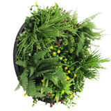 Slimline Artificial Green Wall Disc Art 60cm Country Fern UV Resistant (Black) - Side View