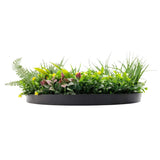 Slimline Artificial Green Wall Disc Art 60cm Country Fern UV Resistant (Black) - Top-Down View