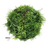 Slimline Artificial Green Wall Disc Art 80cm Country Fern UV Resistant (Black)
