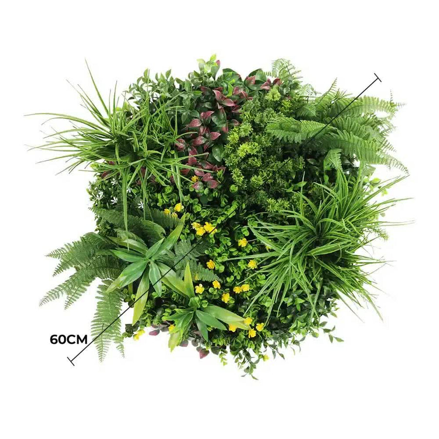Slimline Artificial Green Wall Disc Art 60cm Country Fern UV Resistant (White)