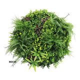 Slimline Artificial Green Wall Disc Art 80cm Country Fern UV Resistant (White) - Front View