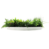 Slimline Artificial Green Wall Disc Art 80cm Country Fern UV Resistant (White) - Top-Down View