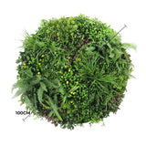Slimline Artificial Green Wall Disc Art 100cm Country Fern UV Resistant (White) - Front View