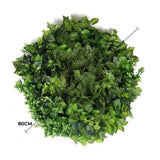 Slimline Artificial Green Wall Disc Art 80cm Mixed Green Fern & Ivy (Modern Black) - Front View