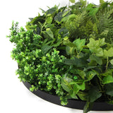 Slimline Artificial Green Wall Disc Art 80cm Mixed Green Fern & Ivy (Modern Black) - Side View
