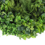 Slimline Artificial Green Wall Disc Art 80cm Mixed Green Fern & Ivy (Modern Black) - Top-Down View