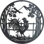 Set 2 Rooster Metal Wall Art 98x98cm