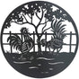 Set 2 Happy Rooster Metal Wall Art 98x98cm