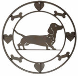 Round Dachshund Metal Wall Art 40cm - Side View