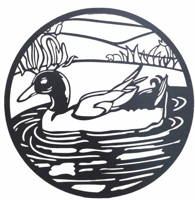 Round Friendly Duck Metal Wall Art 60cm