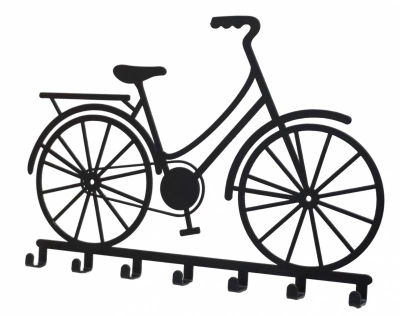 Bicycle Meatl Wall Art W 7 Hooks 30x21cm