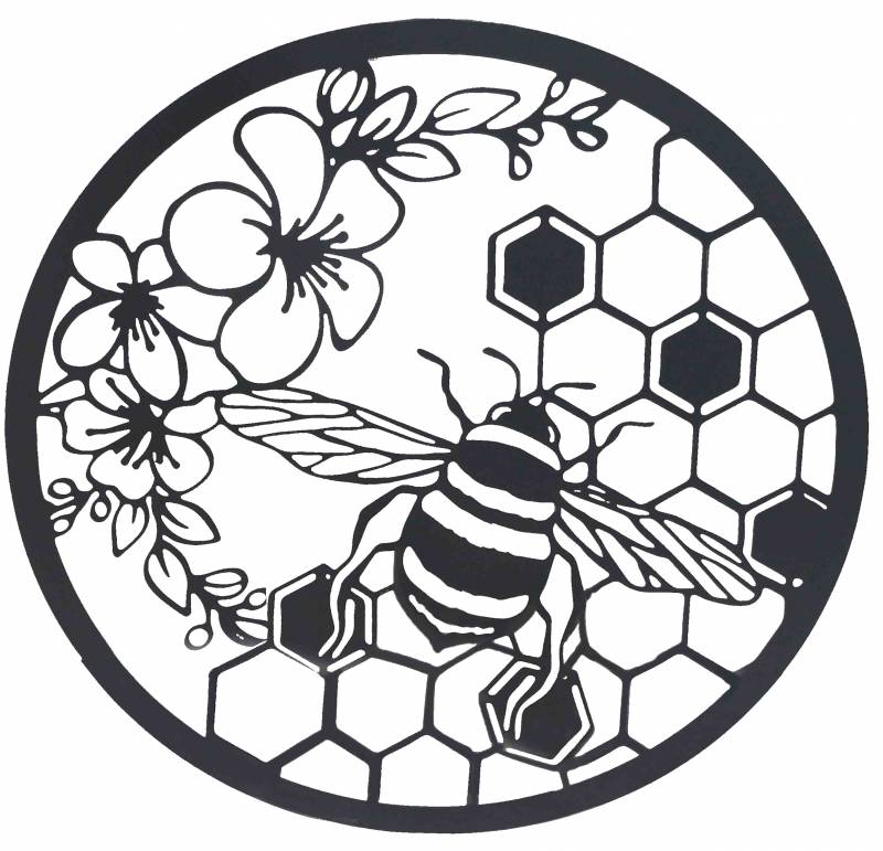 Beehive Producing Honey Metal Wall Art 60cm