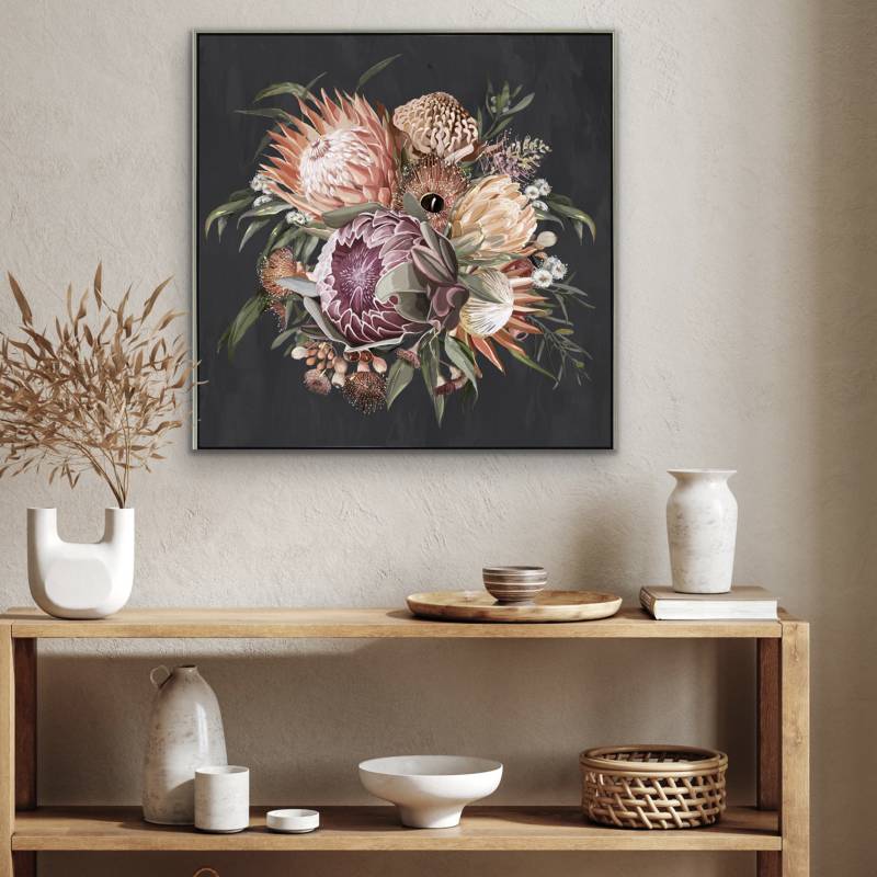 Nish Native Framed Canvas 100x100cm