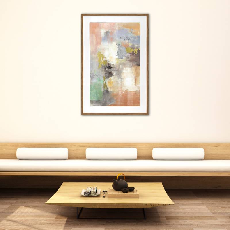Hudson Abstract Artwork Framed W Glass Front 80x120cm