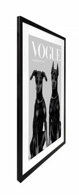 Luxury Dog Artwork Framed W Glass Front 80x120cm - Side View