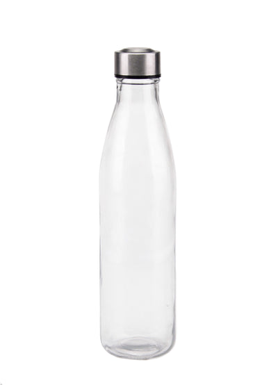 bulk 12 Clear Glass Water Bottle 1L 2 Assorted 8x31cm