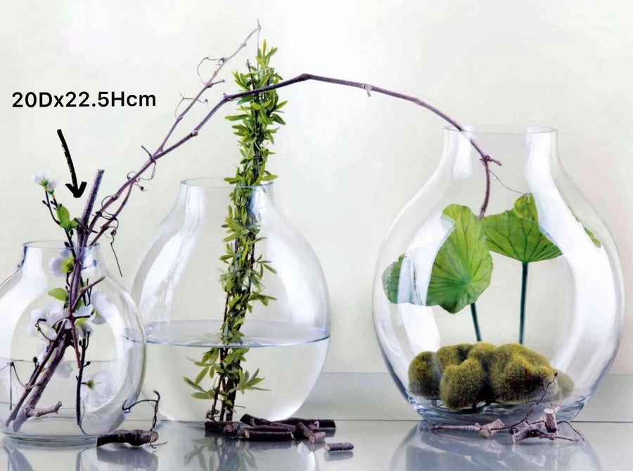 Glass Wide Bubble Vase 22cm