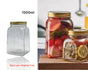 bulk 18 Glass Square Jar w Gold Metal Lid 1000ml