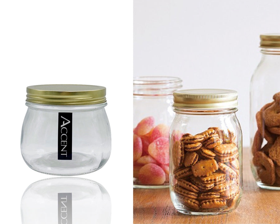 bulk 24 Glass Jar w Screw Lid 470ml Canister 10cm