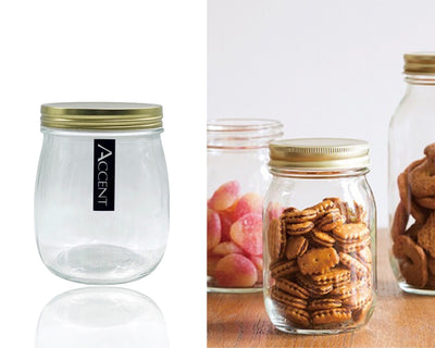 bulk 24 Glass Jar w Screw Lid 700ml Canister 13cm