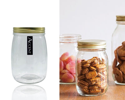 bulk 24 Glass Jar w Screw Lid 1000ml Canister 16cm