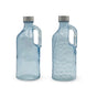 bulk 12 Blue Glass Water Bottle w Handle 1L 2 Assorted 10x25cm