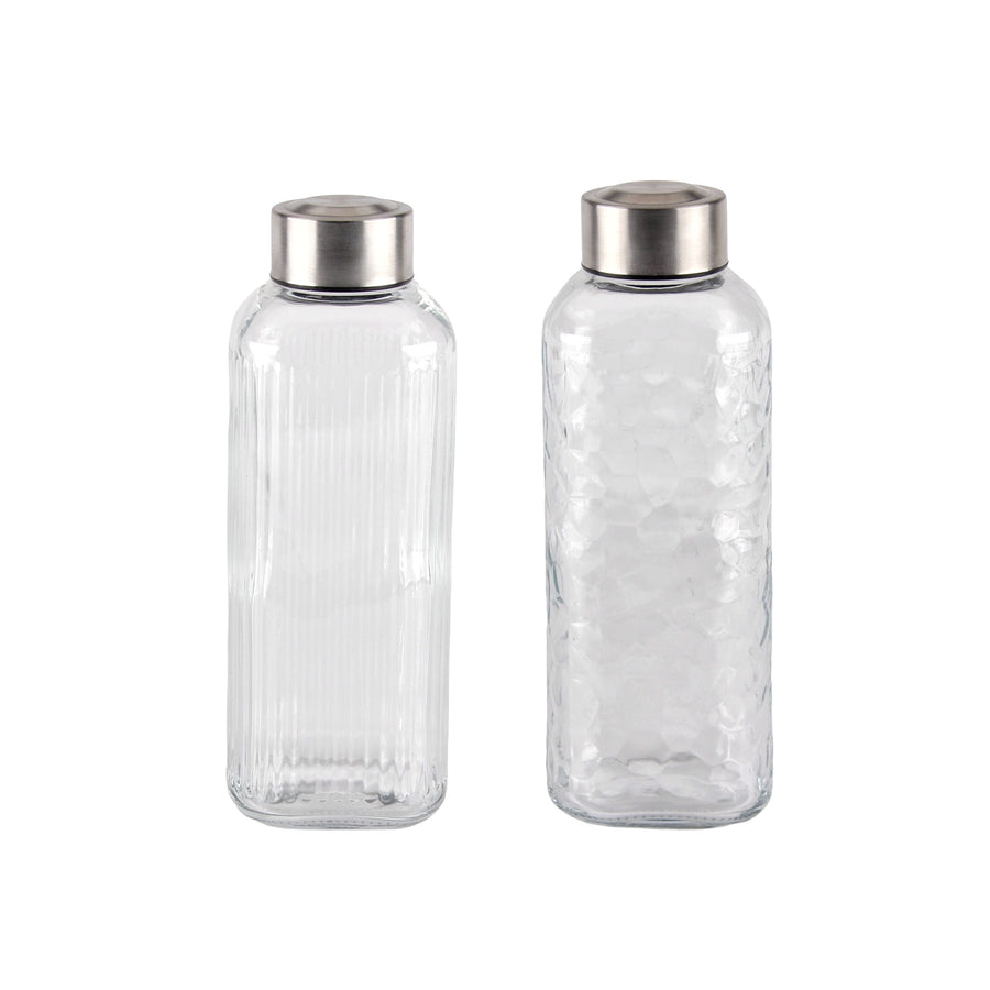 bulk 24 Glass Bottle w Metal Screw Lid 400ml Assort 6x19cm