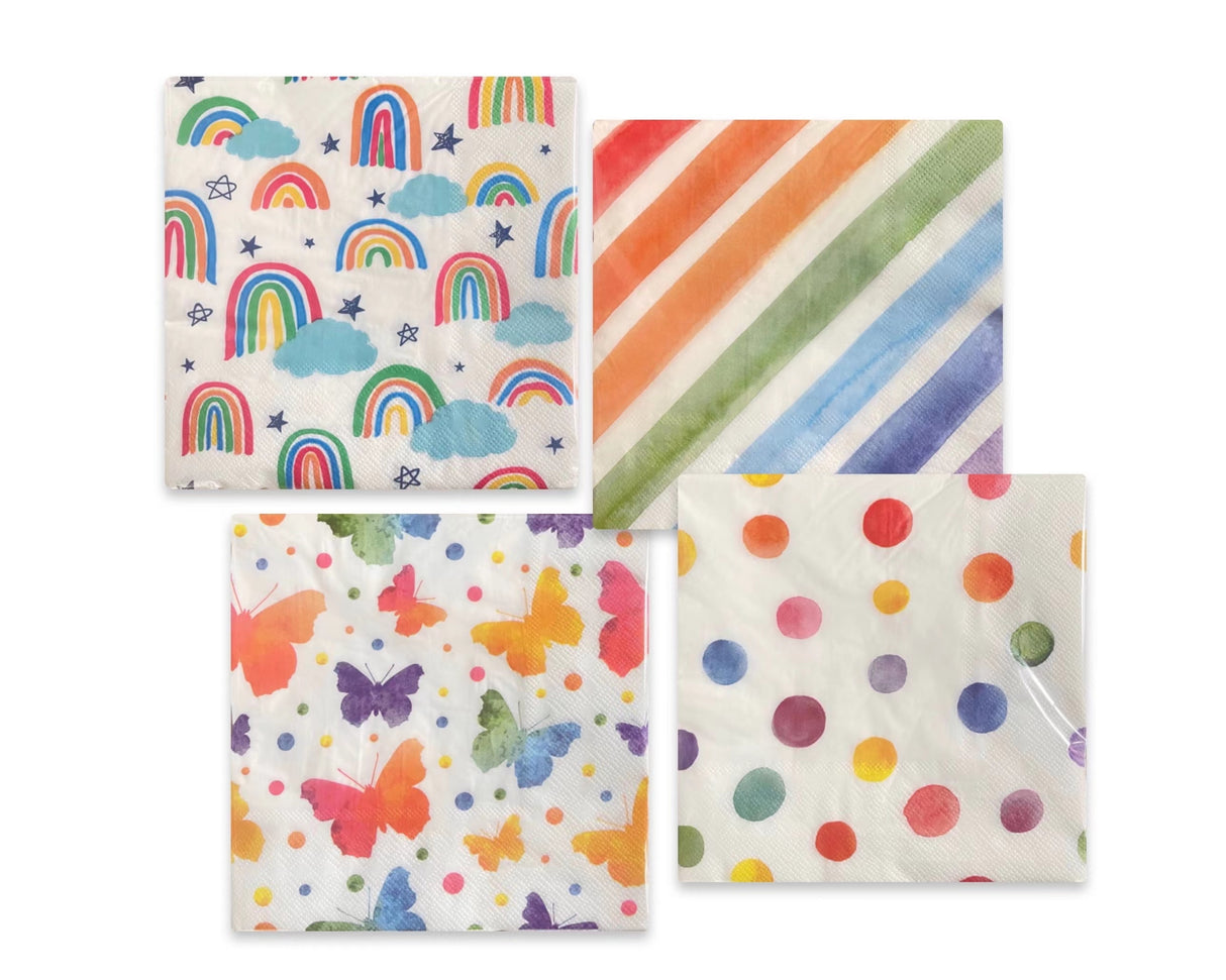 bulk 960 Rainbow Napkins 2ply Assort 33cm