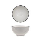 bulk 24 Sorrento Porcelain Embossed Rice Bowl w Black Rim 5" 12cm