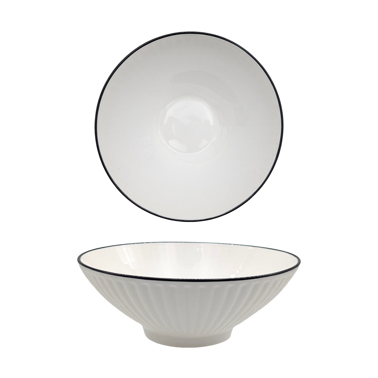 bulk 24 Sorrento Porcelain Embossed Soup Bowl w Black Rim 8" 20cm