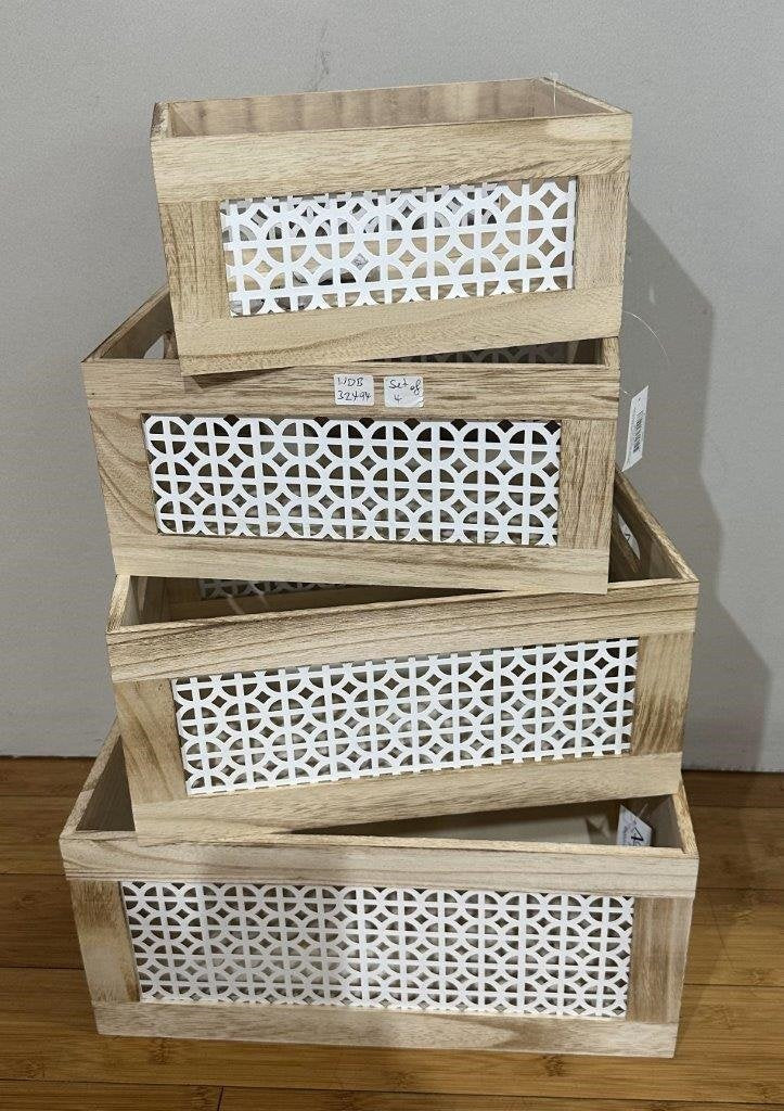 Set 4 Paulownia Wood Crates 40x18cm