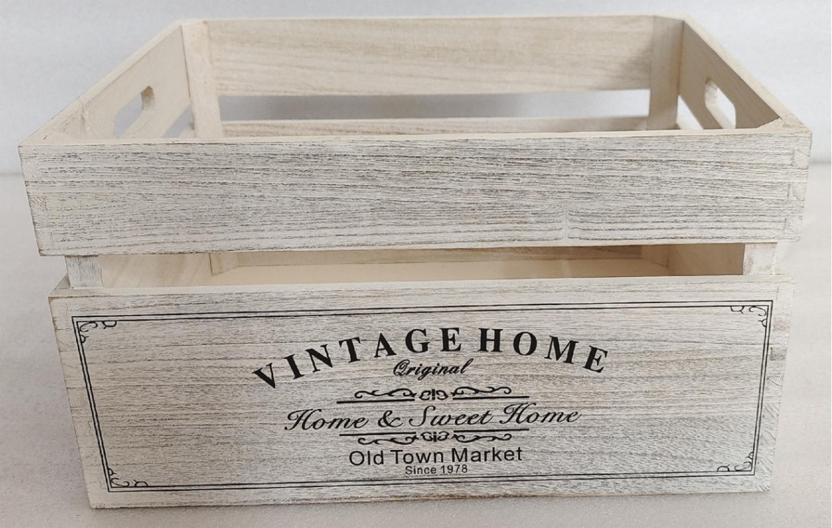 Vintage Home Wood Crates White Wash 40x22cm