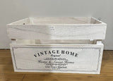 Vintage Home Wood Crates White Wash 40x22cm - Front View