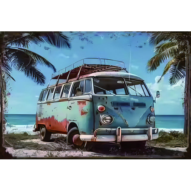 Rustic Combi Van Wall Art 30x20cm