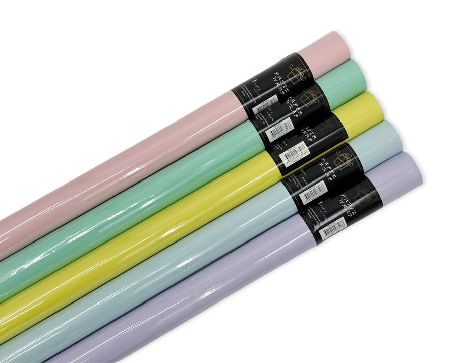 bulk 50 Pastel Colour Gift Wrap 70cmx3m 38cm Core Assort Cols 60gsm