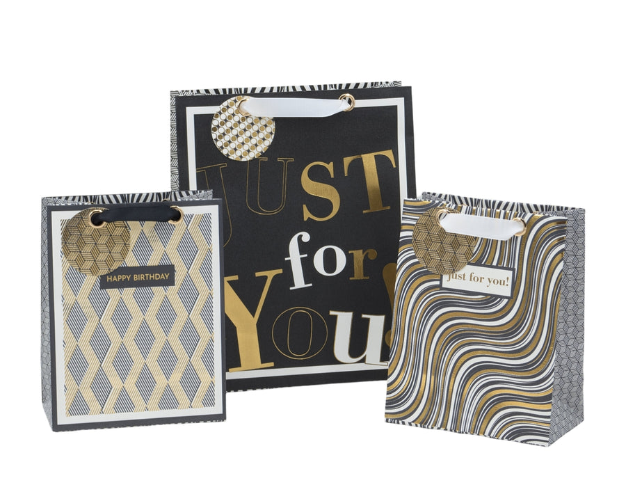 bulk 24 Xlarge Golden Glam Gift Bag Assort 42cm