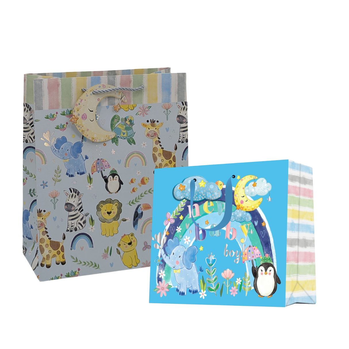 bulk 24 Xlarge Welcome Baby Boy Gift Bag 2 Asst 31x42cm