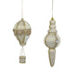 Bulk 24 Xmas Champange & White Velvet Ornament 18/22cm 2 Asst