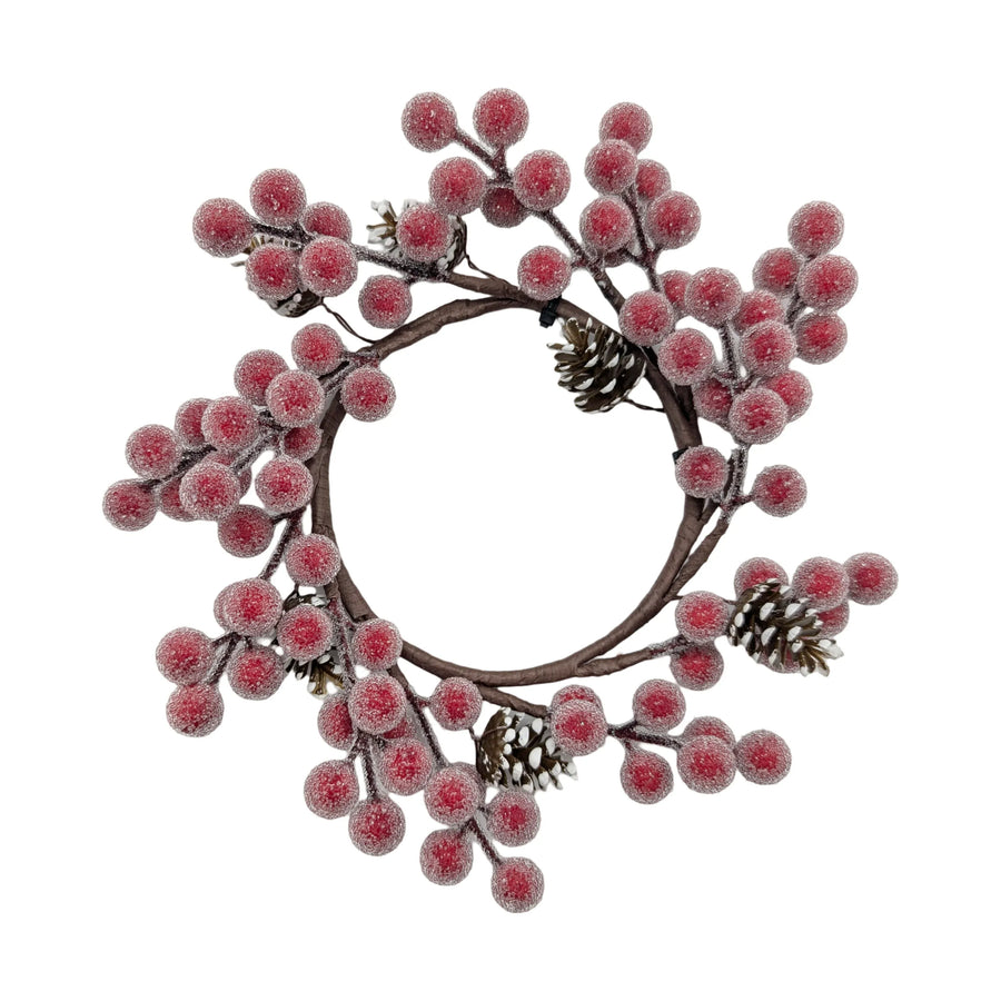 Bulk 24 Xmas Frosted Berry Wreath 24cm
