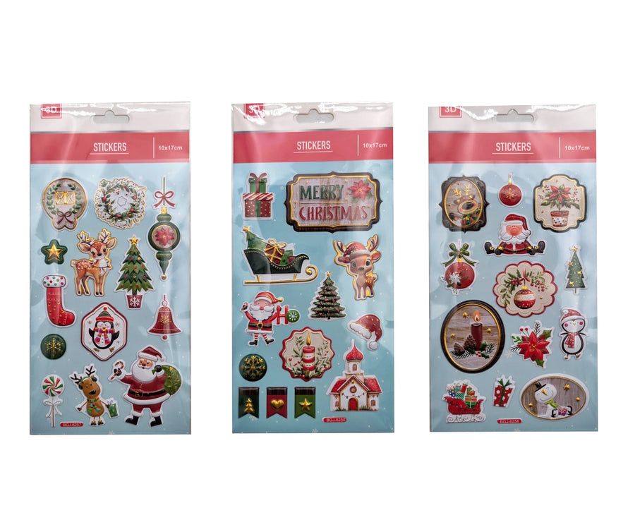 Bulk 36 Xmas 3d Stickers 10x17cm