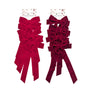 Bulk 24 Red & Burgundy Velvet Bow pk4 11x20cm 2 Asst