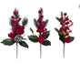 Xmas Flocking Berry Pick 26cm 3 Asst