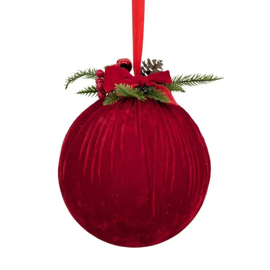 Bulk 6 Xmas Red Velvet Bauble W Ornament 30cm