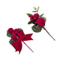 Bulk 24 Xmas Red Velvet Bauble Pick 20cm 2 Asst