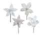 Bulk 36 Xmas White Poinsettia Pick d14-20x20cm 4 Asst