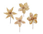 Bulk 36 Xmas Champagne Poinsettia Pick d14-23x20cm 4 Asst
