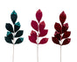 Bulk 24 Xmas Velvet Leave Pick 76cm 3 Asst