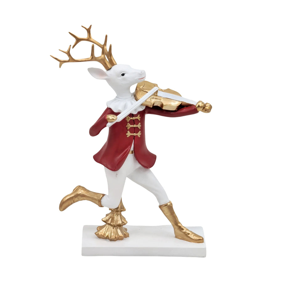Bulk 6 Polyresin Xmas Reindeer Violinist 16.9x8x24cm